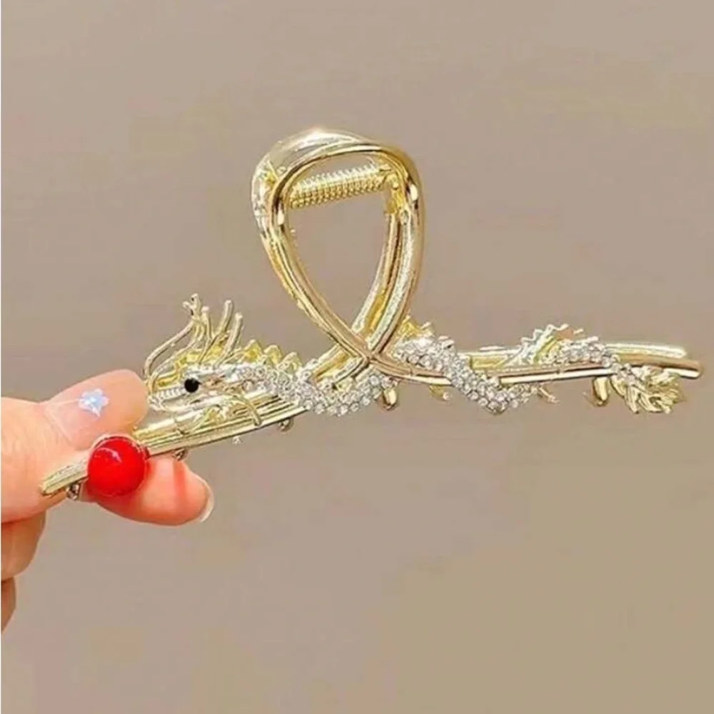 Gold Rhinestone Dragon Hair Claw Hair Accessory